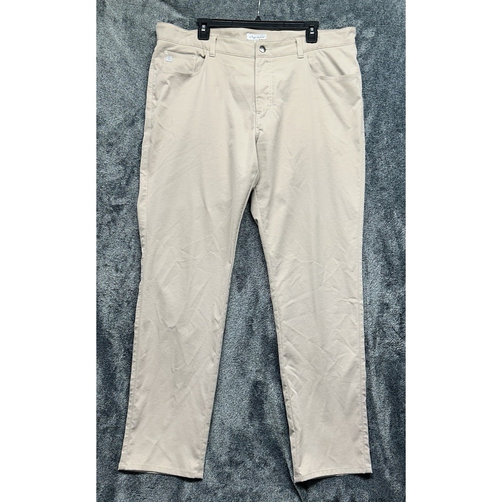 Peter Millar Mens Size 38X32 Beige 5 Pocket Signature Sateen Chino Pants (J5)